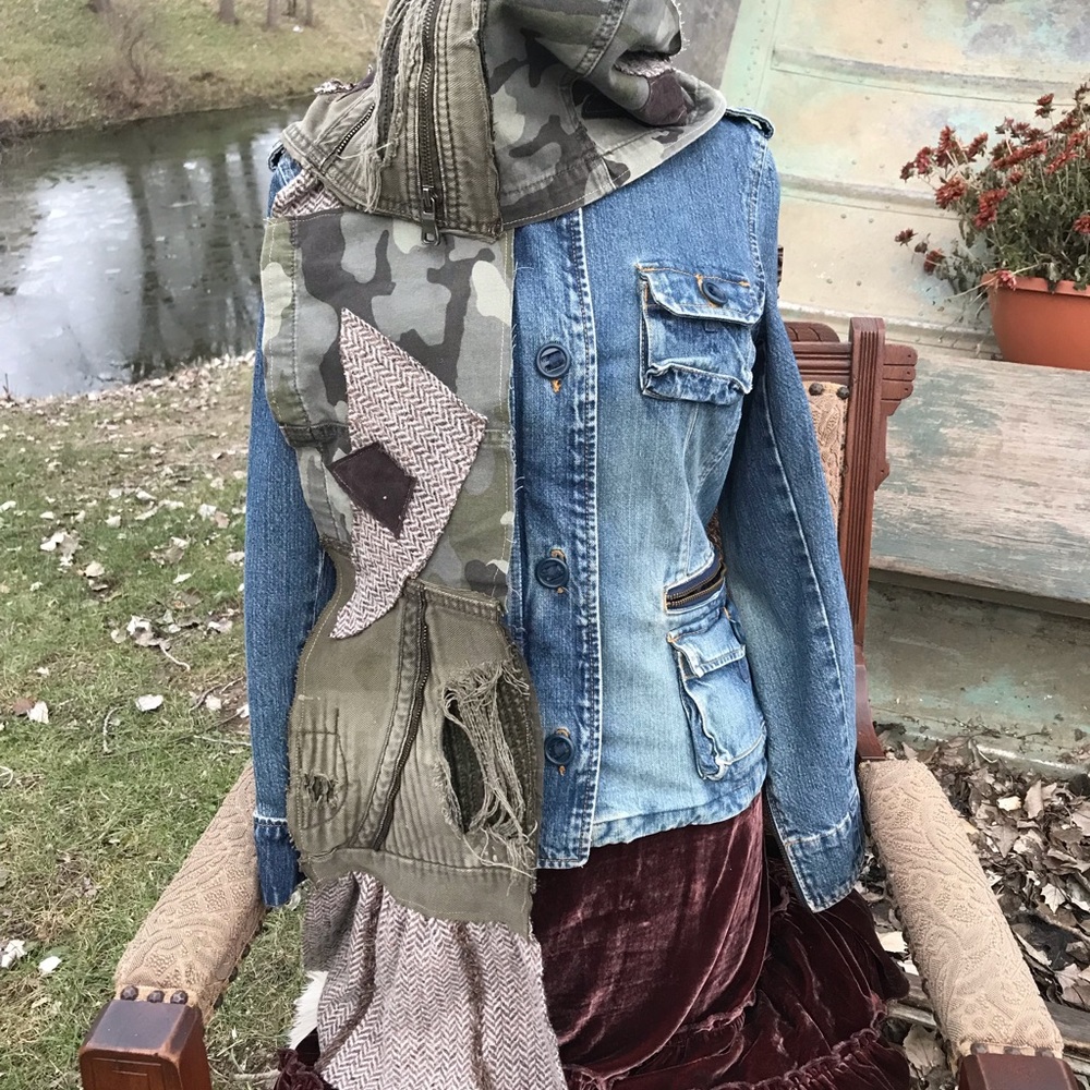 Camo Army Green Upcycled Scarf